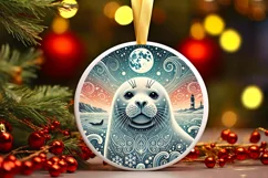 Round Christmas Ornament Sublimation|Clipart Product Image 2