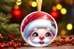 Christmas Santa Claus Smiling Round Ornament Sublimation PNG Product Image 3
