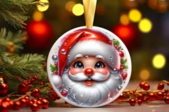Christmas Santa Claus Smiling Round Ornament Sublimation PNG Product Image 3