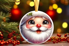 Christmas Santa Claus Smiling Round Ornament Sublimation PNG Product Image 3