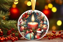 Watercolor Mountain Santa Round Ornament Product Image 1