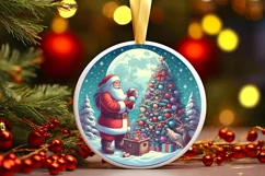 Round Christmas Ornament Sublimation|Clipart Product Image 2