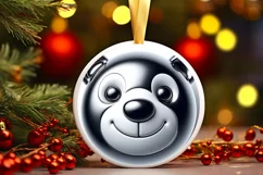 Shiny Christmas Polar Bear Round Ornament Sublimation PNG Product Image 3