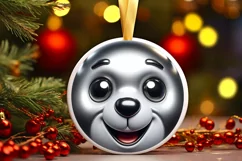 Hippo Christmas Round Ornament Sublimation PNG Product Image 1