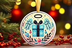 Round Christmas Ornament Sublimation|Clipart Product Image 2