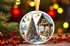 Round Christmas Ornament Sublimation|Clipart Product Image 2
