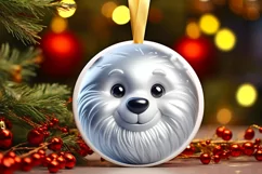 Polar Bear with Shiny Diamond Christmas Round Ornament Product Image 3