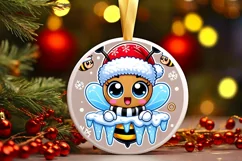 Round Christmas Ornament Sublimation|Clipart Product Image 2