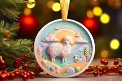 Round Christmas Ornament Sublimation|Clipart Product Image 1