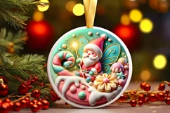 Round Christmas Ornament Sublimation|Clipart Product Image 2