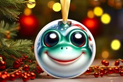 Shiny Christmas Frog Round Ornament Sublimation PNG Product Image 1