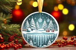Round Christmas Ornament Sublimation|Clipart Product Image 2