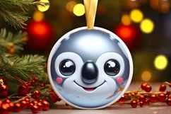 Koala with big eyes Round Christmas Ornament Sublimation PNG Product Image 3