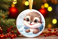 Round Christmas Ornament Sublimation|Clipart Product Image 1
