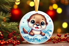 Round Christmas Ornament Sublimation|Clipart Product Image 1