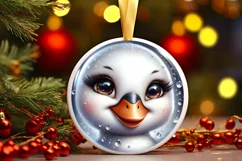 Shiny Christmas Swan Round Ornament Sublimation PNG Product Image 3