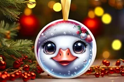 Shiny Christmas Swan Round Ornament Sublimation PNG Product Image 3