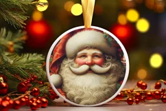 Christmas Round Vintage Santa Ornament Sublimation Product Image 2