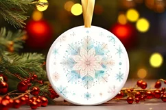 Snow Flake Christmas Round Cute Ornament Sublimation Product Image 1