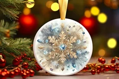 Snow Flake Christmas Round Cute Ornament Sublimation Product Image 2