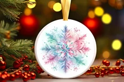 Snow Flake Christmas Round Cute Ornament Sublimation Product Image 2