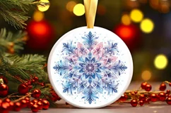 Snow Flake Christmas Round Cute Ornament Sublimation Product Image 2