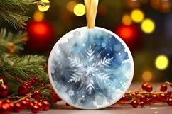 Snow Flake Christmas Round Cute Ornament Sublimation Product Image 2