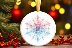 Snow Flake Christmas Round Cute Ornament Sublimation Product Image 2