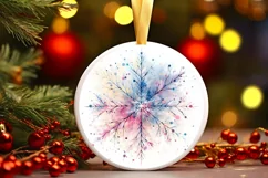 Snow Flake Christmas Round Cute Ornament Sublimation Product Image 2
