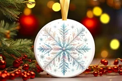Snow Flake Christmas Round Cute Ornament Sublimation Product Image 2