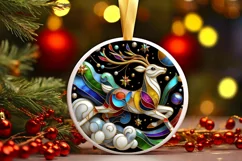 Christmas Round Reindeer Animal Ornament Sublimation Product Image 2