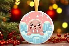 Round Christmas Ornament Sublimation|Clipart Product Image 2