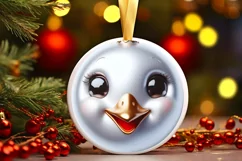 Swan Christmas Round Ornament Sublimation PNG Product Image 1