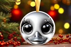 Swan Christmas Round Ornament Sublimation PNG Product Image 3