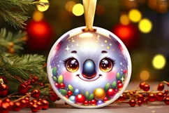 Koala Christmas Round Ornament Sublimation PNG Product Image 1