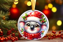 Koala Christmas Round Ornament Sublimation PNG Product Image 1