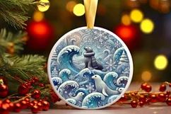 Round Christmas Ornament Sublimation|Clipart Product Image 2