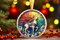 Christmas Round Cute Reindeer Ornament Sublimation Product Image 2