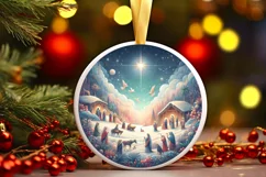 Round Christmas Ornament Sublimation|Clipart Product Image 1