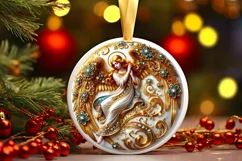 Round Christmas Ornament Sublimation|Clipart Product Image 2