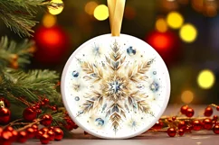 Snow Flake Christmas Round Cute Ornament Sublimation Product Image 2