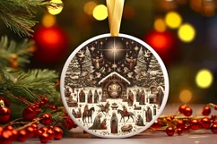 Round Christmas Ornament Sublimation|Clipart Product Image 1