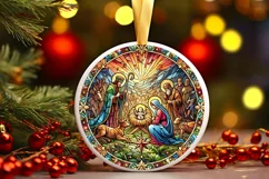 Round Christmas Ornament Sublimation|Clipart Product Image 1