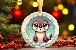 Round Christmas Ornament Sublimation|Clipart Product Image 2