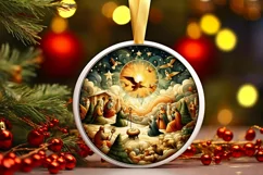 Round Christmas Ornament Sublimation|Clipart Product Image 1