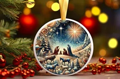 Round Christmas Ornament Sublimation|Clipart Product Image 1