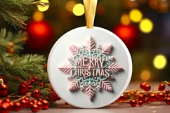 Snow Flake Christmas Round Cute Ornament Sublimation Product Image 1