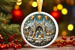 Round Christmas Ornament Sublimation|Clipart Product Image 2