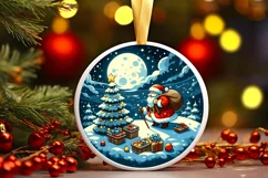 Round Christmas Ornament Sublimation|Clipart Product Image 1