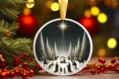 Round Christmas Ornament Sublimation|Clipart Product Image 1